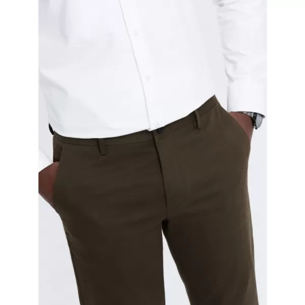  Pánské kalhoty OMBRE OM-PACP-0190 DARK OLIVE GREEN 