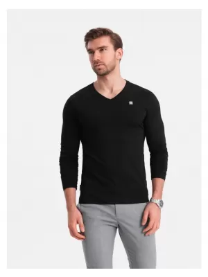 Pánské triko s dlouhým rukávem OMBRE OM-LSCL-0110 BLACK