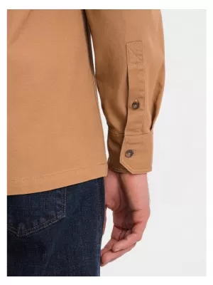 Pánská košile OMBRE OM-SHCS-0146 CAMEL