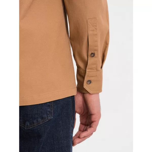  Pánská košile OMBRE OM-SHCS-0146 CAMEL 