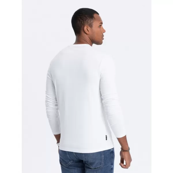  Pánské triko s dlouhým rukávem OMBRE OM-LSCL-0110 WHITE 