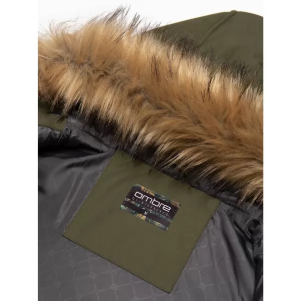  Pánská zimní bunda OMBRE OM-JALJ-0148 DARK OLIVE GREEN 
