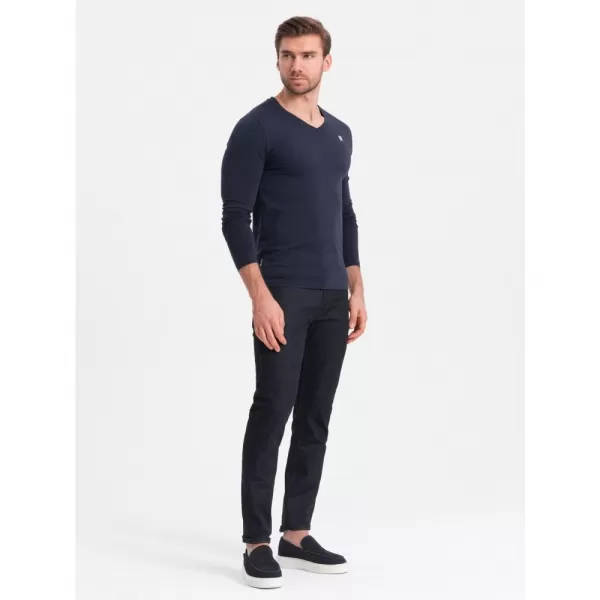  Pánské triko s dlouhým rukávem OMBRE OM-LSCL-0110 NAVY BLUE 