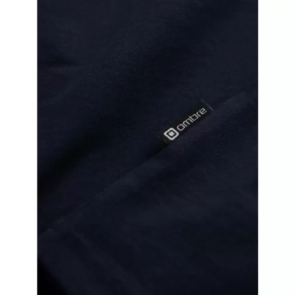  Pánské triko s dlouhým rukávem OMBRE OM-LSCL-0110 NAVY BLUE 