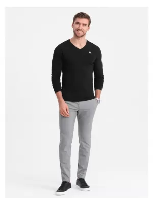 Pánské triko s dlouhým rukávem OMBRE OM-LSCL-0110 BLACK