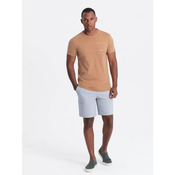  Pánské triko OMBRE OM-TSPT-0154 LIGHT BROWN 