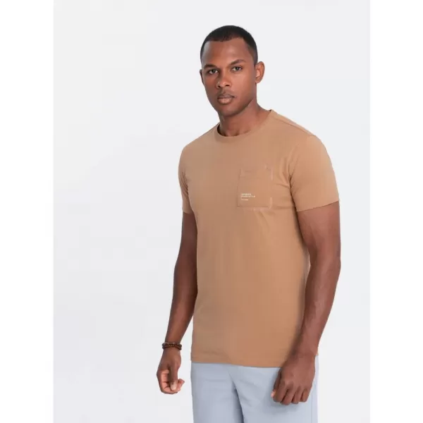  Pánské triko OMBRE OM-TSPT-0154 LIGHT BROWN 