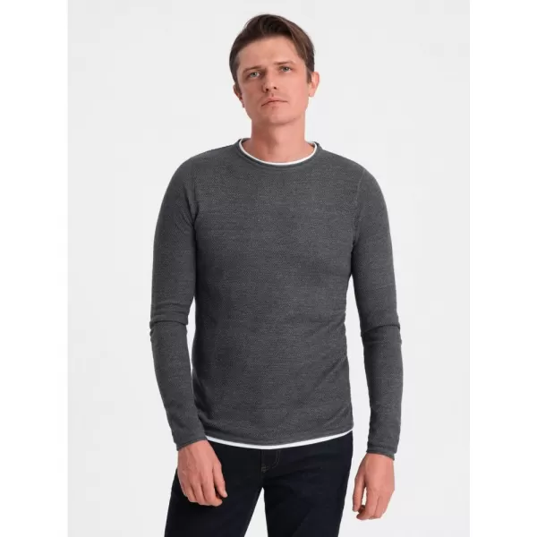  Pánský svetr OMBRE OM-SWSW-0103 GRAPHITE MELANGE 