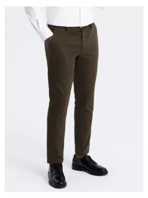 Pánské kalhoty OMBRE OM-PACP-0190 DARK OLIVE GREEN