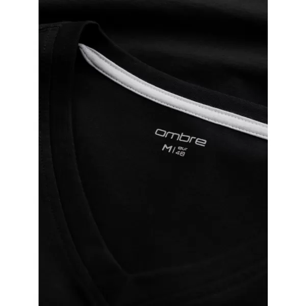  Pánské triko s dlouhým rukávem OMBRE OM-LSCL-0110 BLACK 