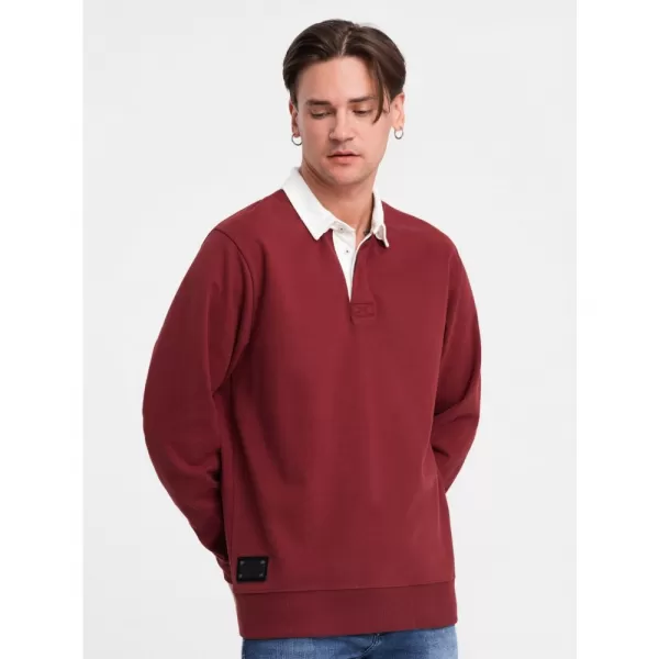  Pánská mikina OMBRE OM-SSNZ-0132 MAROON 
