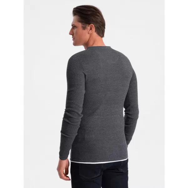  Pánský svetr OMBRE OM-SWSW-0103 GRAPHITE MELANGE 