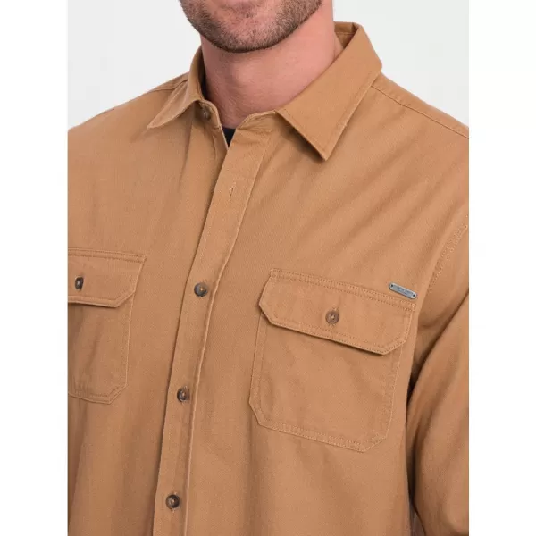  Pánská košile OMBRE OM-SHCS-0146 CAMEL 