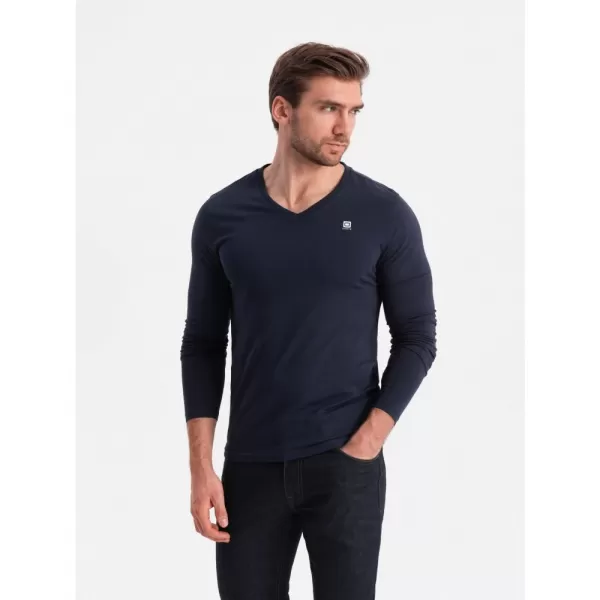  Pánské triko s dlouhým rukávem OMBRE OM-LSCL-0110 NAVY BLUE 