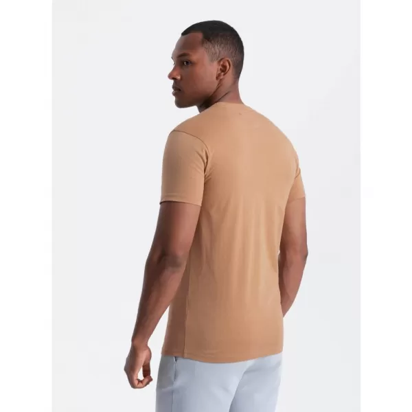  Pánské triko OMBRE OM-TSPT-0154 LIGHT BROWN 