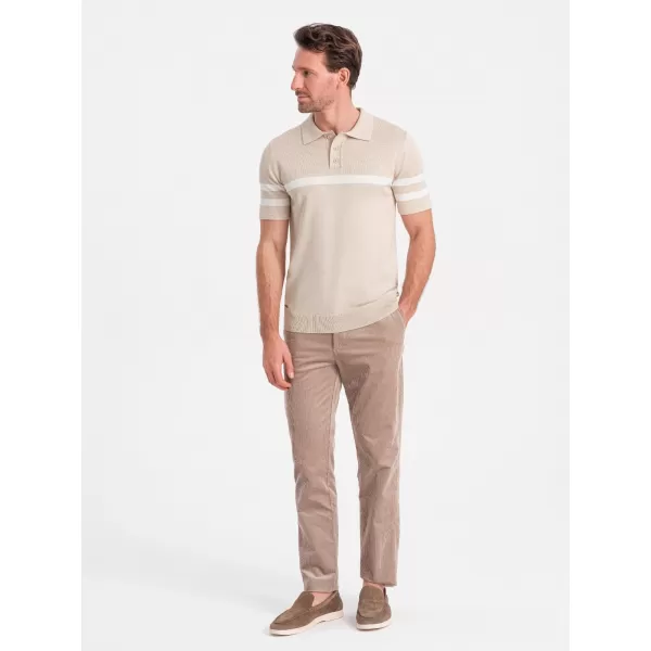  Pánské triko s límečkem OMBRE OM-POSS-0118 BEIGE 