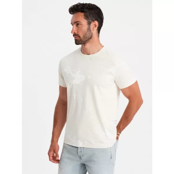  Pánské triko OMBRE OM-TSFP-0184 CREAM 