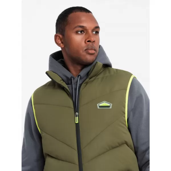  Pánská vesta OMBRE OM-JAVJ-0210 OLIVE 