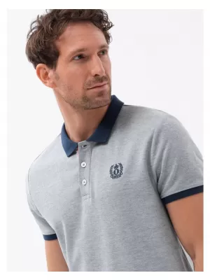 Pánské triko s límečkem OMBRE OM-POSS-0105 GRAY MELANGE