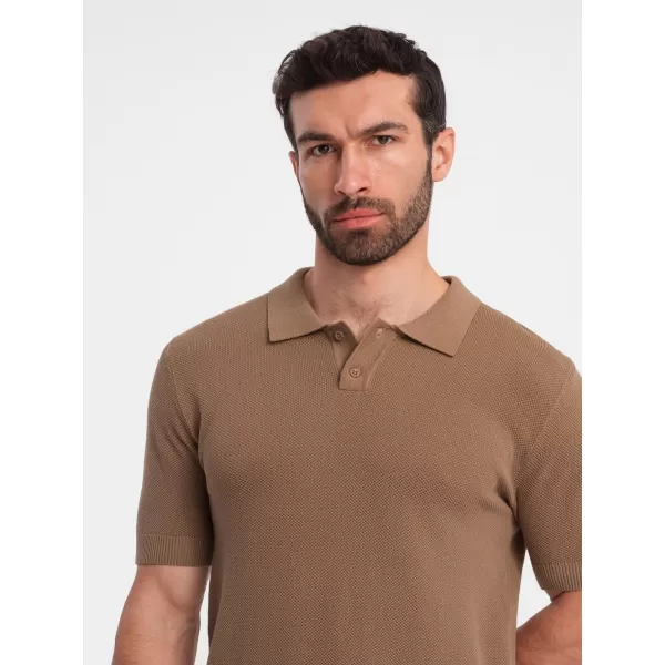  Pánské triko s límečkem OMBRE OM-POSS-0117 LIGHT BROWN 