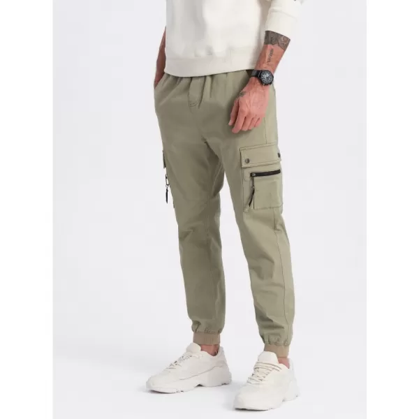  Pánské kalhoty OMBRE OM-PAJO-0125 KHAKI 