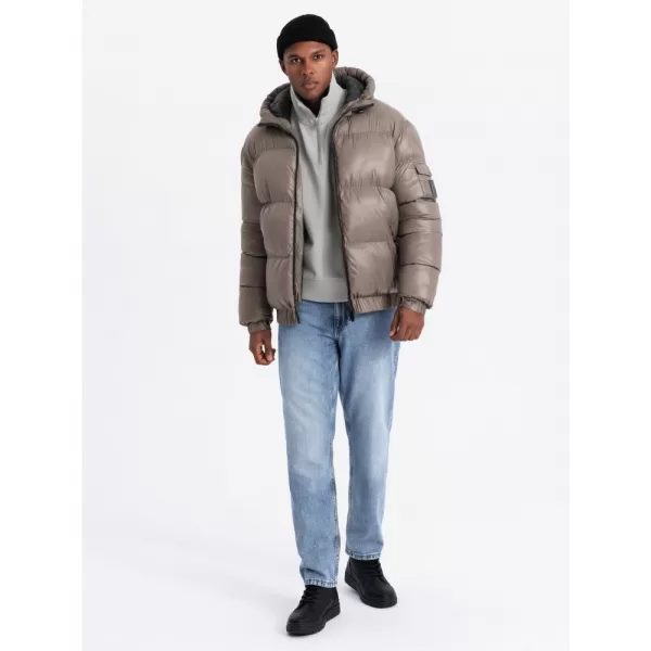  Pánská bunda OMBRE OM-JAHP-0207 DARK BEIGE 