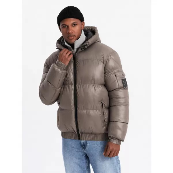  Pánská bunda OMBRE OM-JAHP-0207 DARK BEIGE 