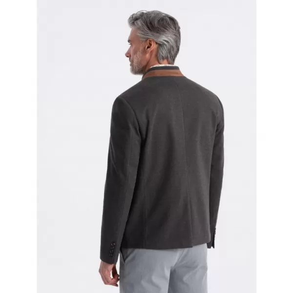  Pánské sako OMBRE OM-BLZB-0131 BLACK MELANGE 