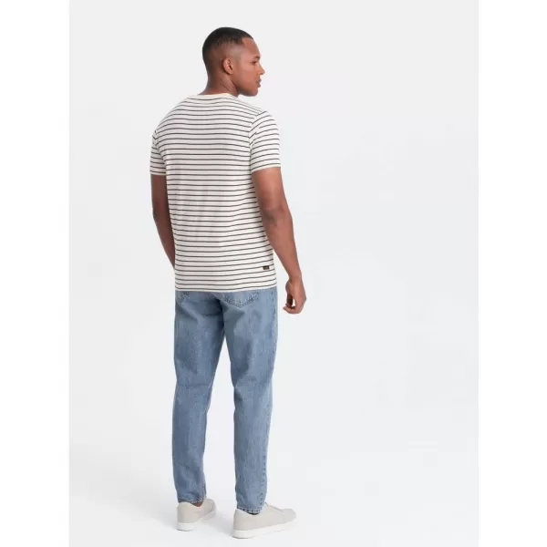  Pánské triko OMBRE OM-TSCT-0183 CREAM AND BLACK 