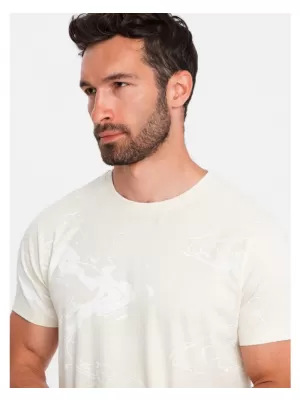 Pánské triko OMBRE OM-TSFP-0184 CREAM