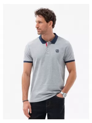 Pánské triko s límečkem OMBRE OM-POSS-0105 GRAY MELANGE