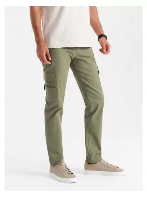 Pánské kalhoty OMBRE OM-PACG-0204 OLIVE