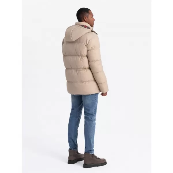  Pánská zimní bunda OMBRE OM-JAHP-0205 BEIGE 