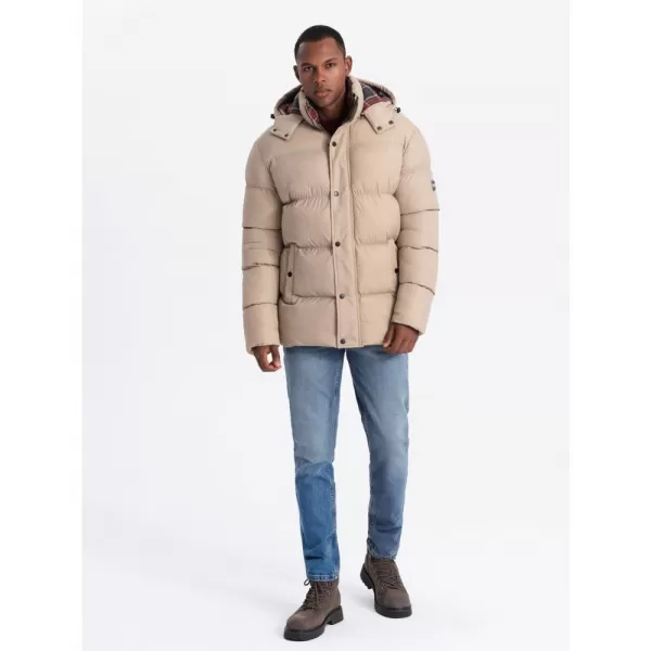 Pánská zimní bunda OMBRE OM-JAHP-0205 BEIGE 