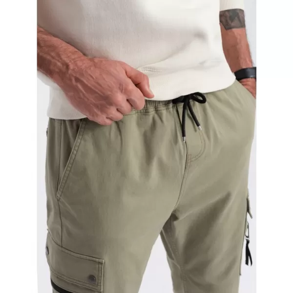  Pánské kalhoty OMBRE OM-PAJO-0125 KHAKI 