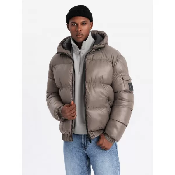  Pánská bunda OMBRE OM-JAHP-0207 DARK BEIGE 