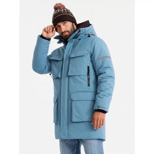  Pánská bunda OMBRE OM-JALJ-0169 BLUE 