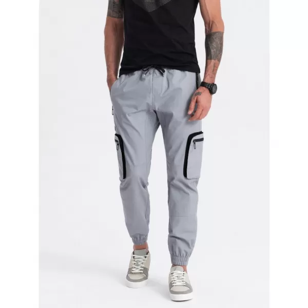  Pánské kalhoty OMBRE OM-PAJO-0135 LIGHT GREY 