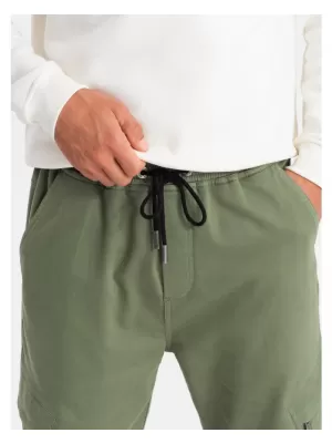 Pánské kalhoty OMBRE OM-PAJO-0199 OLIVE