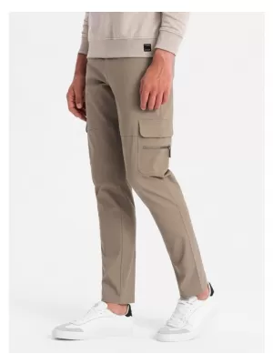 Pánské kalhoty OMBRE OM-PACG-0204 KHAKI