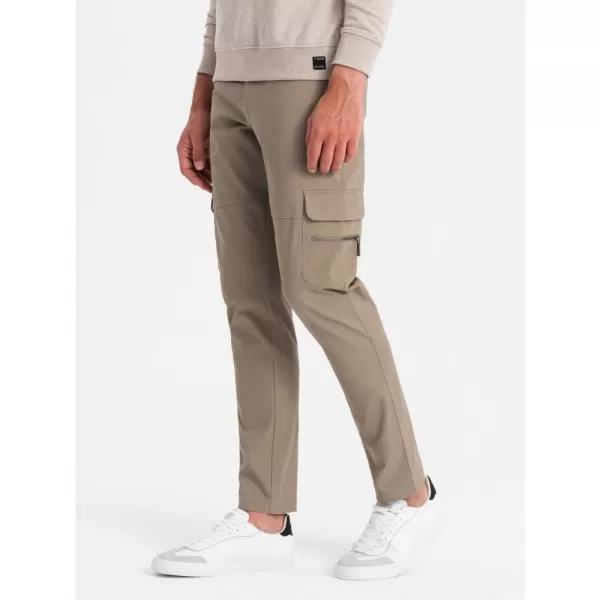  Pánské kalhoty OMBRE OM-PACG-0204 KHAKI 