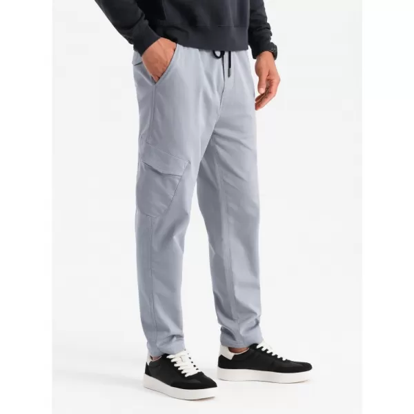  Pánské kalhoty OMBRE OM-PAJO-0199 LIGHT GREY 