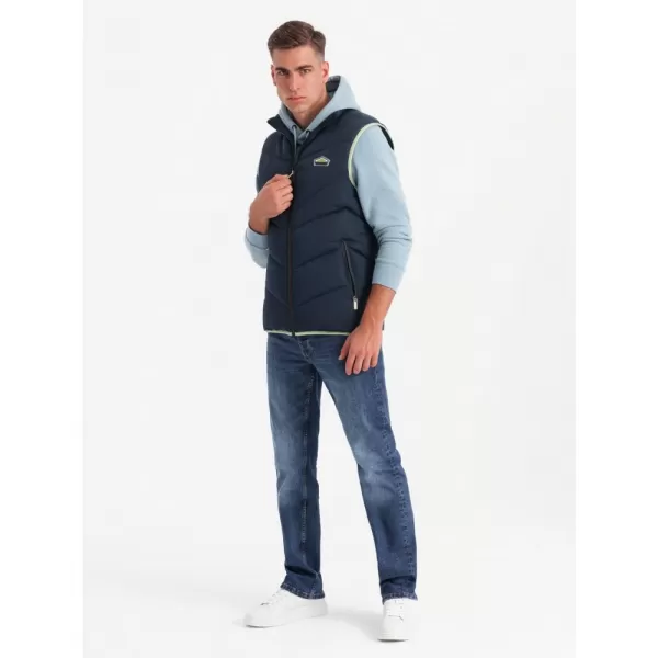  Pánská vesta OMBRE OM-JAVJ-0210 NAVY BLUE 
