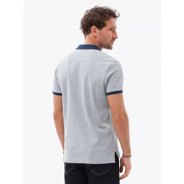  Pánské triko s límečkem OMBRE OM-POSS-0105 GRAY MELANGE 