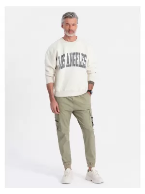 Pánské kalhoty OMBRE OM-PAJO-0125 KHAKI