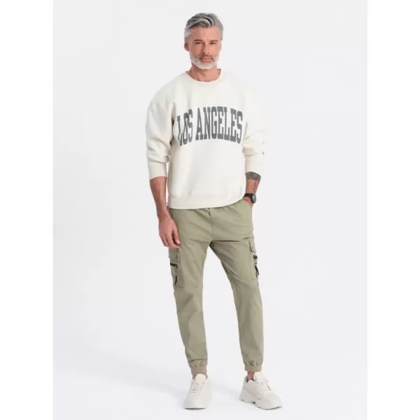  Pánské kalhoty OMBRE OM-PAJO-0125 KHAKI 