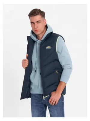 Pánská vesta OMBRE OM-JAVJ-0210 NAVY BLUE
