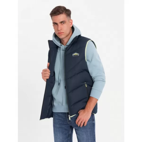  Pánská vesta OMBRE OM-JAVJ-0210 NAVY BLUE 