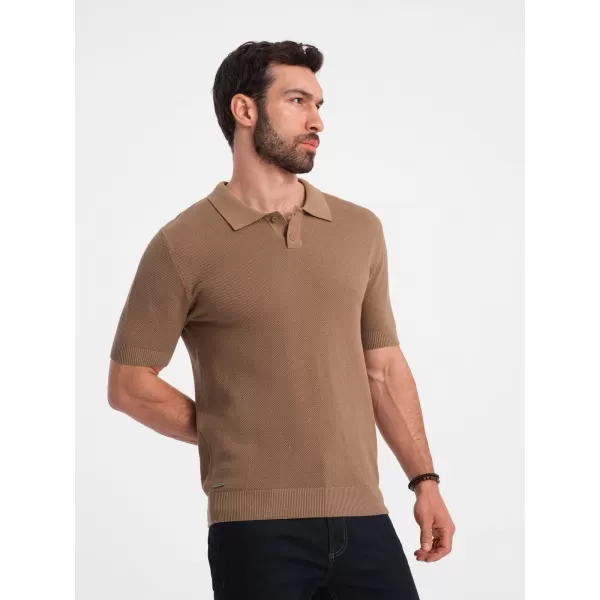  Pánské triko s límečkem OMBRE OM-POSS-0117 LIGHT BROWN 