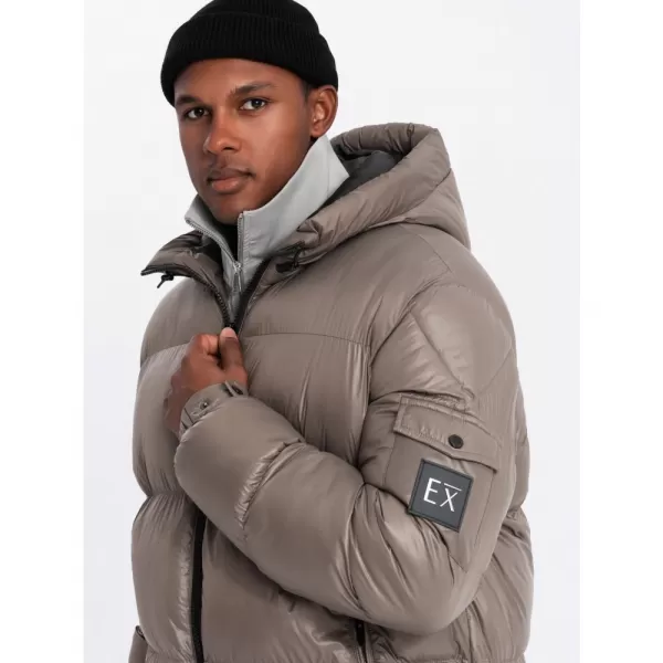  Pánská bunda OMBRE OM-JAHP-0207 DARK BEIGE 